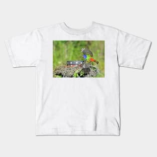 Painted Bunting Bird in Flight Kids T-Shirt